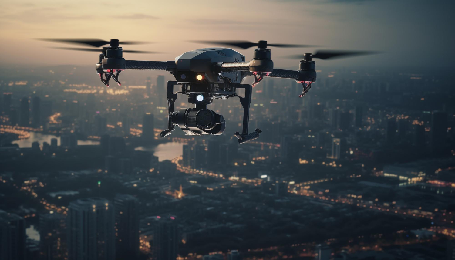 Drone voando em ambiente urbano